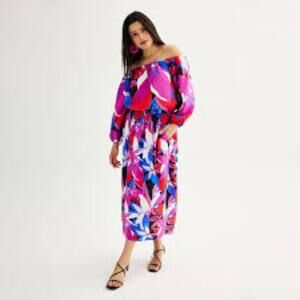 NINE WEST LONG SLEEVE SHOULDER COLORFUL WOMEN TOP SIZE XXL